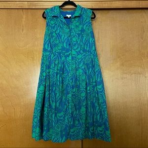 Talbots Floral Button Up Fit & Flare Sleeveless Dress Size 14W